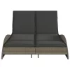  szürke polyrattan napozóágy párnákkal 114x205x73 cm