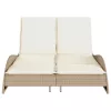  bézs polyrattan napozóágy párnákkal 114x205x73 cm