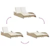  bézs polyrattan napozóágy párnákkal 114x205x73 cm