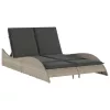 világosszürke polyrattan napozóágy párnákkal 114x205x73 cm