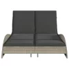  világosszürke polyrattan napozóágy párnákkal 114x205x73 cm