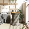  szürke polyrattan kerti dob alakú kisasztal