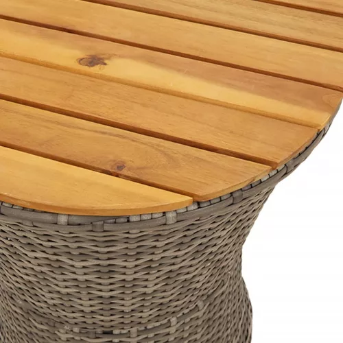  szürke polyrattan kerti dob alakú kisasztal
