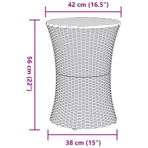  szürke polyrattan kerti dob alakú kisasztal
