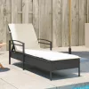  fekete polyrattan napozóágy párnával 63x200x81 cm