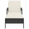  fekete polyrattan napozóágy párnával 63x200x81 cm