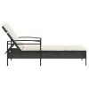  fekete polyrattan napozóágy párnával 63x200x81 cm