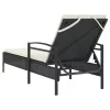  fekete polyrattan napozóágy párnával 63x200x81 cm