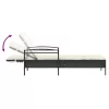  fekete polyrattan napozóágy párnával 63x200x81 cm