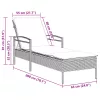  fekete polyrattan napozóágy párnával 63x200x81 cm