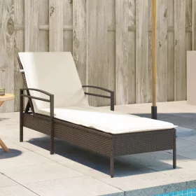  barna polyrattan napozóágy párnával 63x200x81 cm