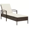  barna polyrattan napozóágy párnával 63x200x81 cm