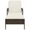  barna polyrattan napozóágy párnával 63x200x81 cm