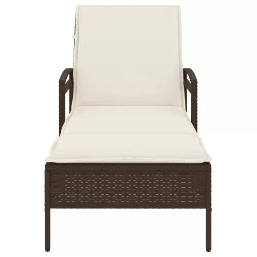  barna polyrattan napozóágy párnával 63x200x81 cm