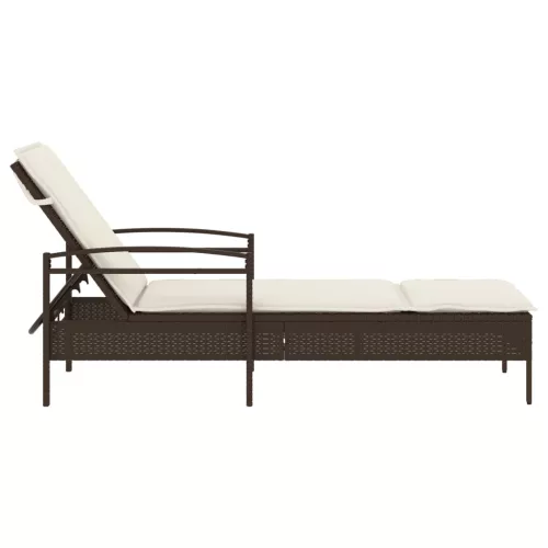  barna polyrattan napozóágy párnával 63x200x81 cm