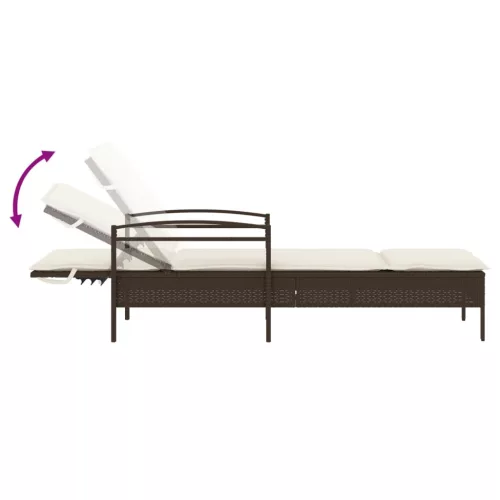  barna polyrattan napozóágy párnával 63x200x81 cm
