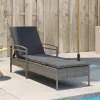  szürke polyrattan napozóágy párnával 63x200x81 cm