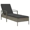 szürke polyrattan napozóágy párnával 63x200x81 cm