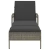  szürke polyrattan napozóágy párnával 63x200x81 cm
