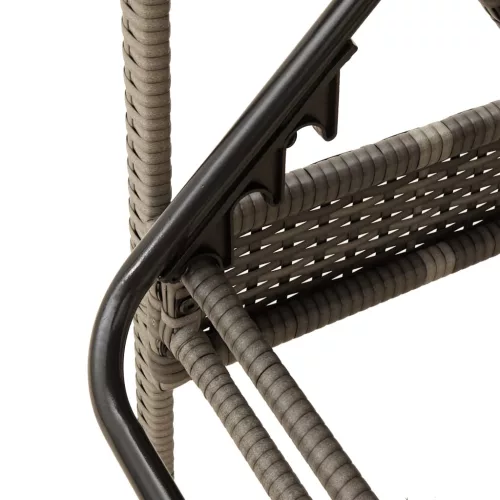  szürke polyrattan napozóágy párnával 63x200x81 cm