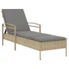  bézs polyrattan napozóágy párnával 63x200x81 cm