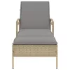  bézs polyrattan napozóágy párnával 63x200x81 cm