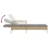  bézs polyrattan napozóágy párnával 63x200x81 cm
