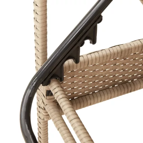  bézs polyrattan napozóágy párnával 63x200x81 cm