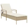  bézs polyrattan napozóágy párnával 63x200x81 cm
