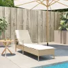  bézs polyrattan napozóágy párnával 63x200x81 cm