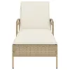  bézs polyrattan napozóágy párnával 63x200x81 cm