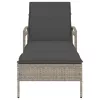  világosszürke polyrattan napozóágy párnával 63x200x81 cm
