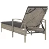  világosszürke polyrattan napozóágy párnával 63x200x81 cm
