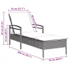  világosszürke polyrattan napozóágy párnával 63x200x81 cm