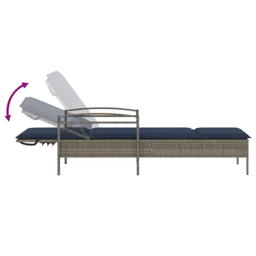  szürke napozóágy párnával 63 x 200 x 81 cm polyrattan (csak az USA-ban)