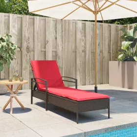    barna napozóágy párnával 63x200x81 cm polyrattan (csak az USA-ban)