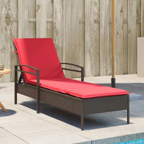 barna napozóágy párnával 63x200x81 cm polyrattan (csak az USA-ban)