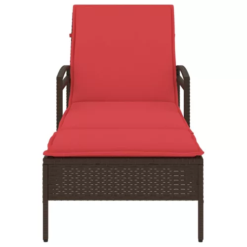  barna napozóágy párnával 63x200x81 cm polyrattan (csak az USA-ban)