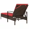  barna napozóágy párnával 63x200x81 cm polyrattan (csak az USA-ban)