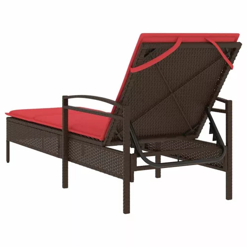  barna napozóágy párnával 63x200x81 cm polyrattan (csak az USA-ban)