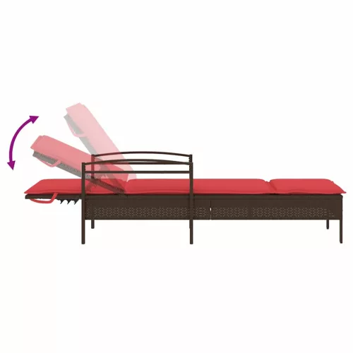  barna napozóágy párnával 63x200x81 cm polyrattan (csak az USA-ban)