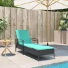  fekete napozóágy párnával 63x200x81 cm polyrattan (csak az USA-ban)