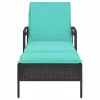  fekete napozóágy párnával 63x200x81 cm polyrattan (csak az USA-ban)