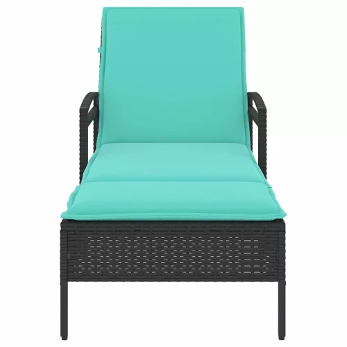  fekete napozóágy párnával 63x200x81 cm polyrattan (csak az USA-ban)