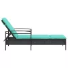  fekete napozóágy párnával 63x200x81 cm polyrattan (csak az USA-ban)