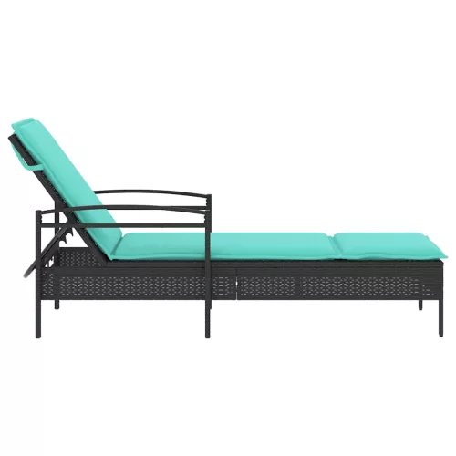  fekete napozóágy párnával 63x200x81 cm polyrattan (csak az USA-ban)