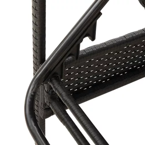  fekete napozóágy párnával 63x200x81 cm polyrattan (csak az USA-ban)