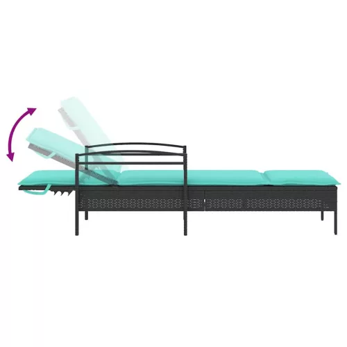  fekete napozóágy párnával 63x200x81 cm polyrattan (csak az USA-ban)