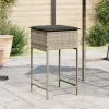  2 db világosszürke polyrattan kerti bárszék párnával