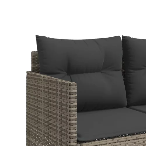  szürke polyrattan napozóágy párnával